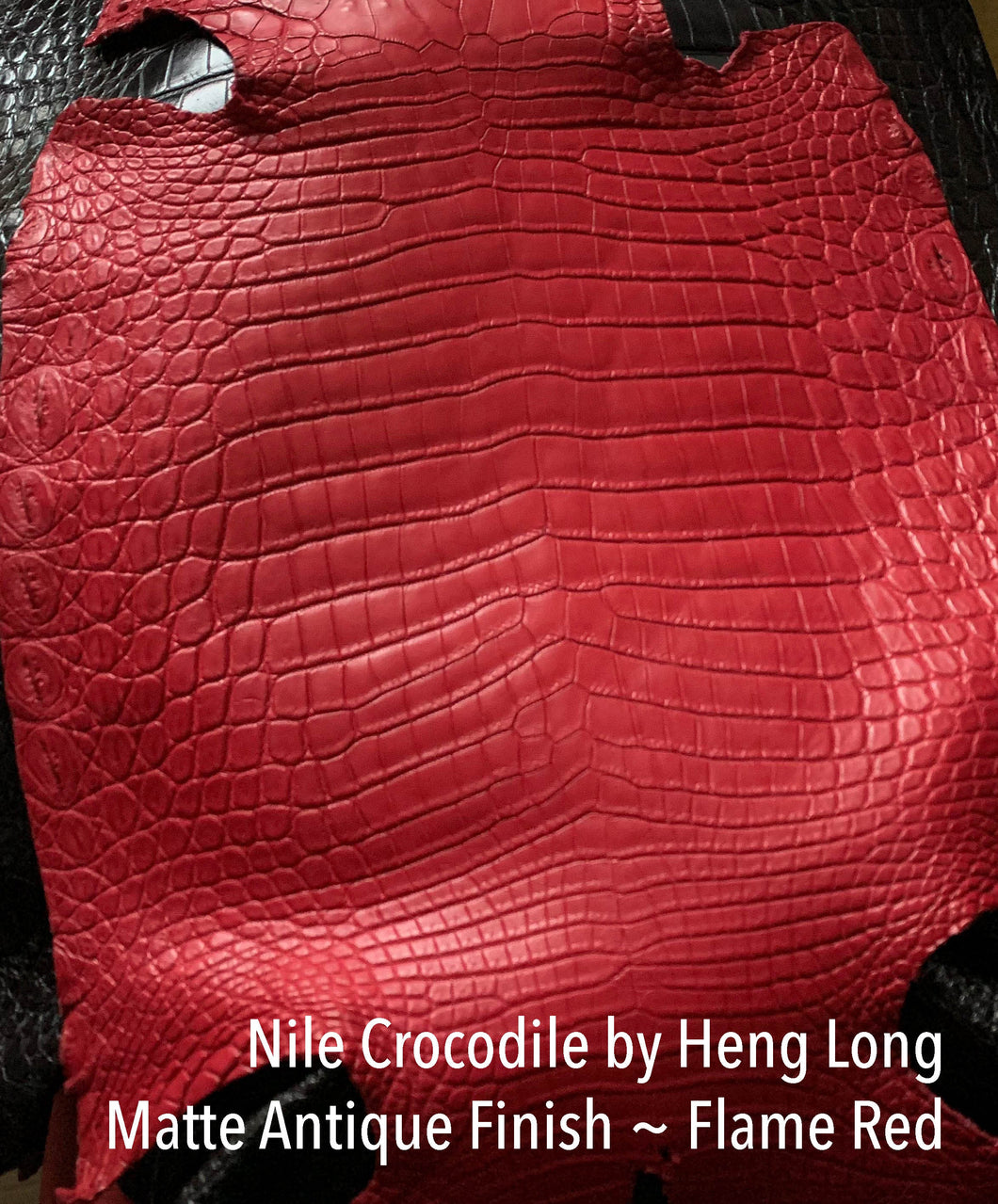 Crocodile Nile Matte Antique Flame Red